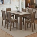 Ver imagem 1 de Conjunto Sala de Jantar Dolce Mesa Tampo de Madeira 6 Cadeiras Rustic/Crema/Bege Marrom Madesa