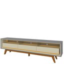 Ver imagem 3 de Rack para TV até 85 Polegadas com LED 100% MDF 211,4cm Pés em Madeira Maciça Requinte Cinza