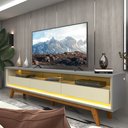 Ver imagem 1 de Rack para TV até 85 Polegadas com LED 100% MDF 211,4cm Pés em Madeira Maciça Requinte Cinza