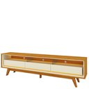 Ver imagem 3 de Rack para TV até 85 Polegadas com LED 100% MDF 211,4cm Pés em Madeira Maciça Requinte Marrom