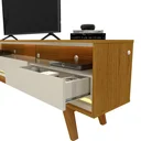 Ver mais imagens de Rack para TV até 85 Polegadas com LED 100% MDF 211,4cm Pés em Madeira Maciça Requinte Marrom