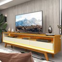 Ver imagem 1 de Rack para TV até 85 Polegadas com LED 100% MDF 211,4cm Pés em Madeira Maciça Requinte Marrom