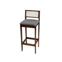 Ver imagem 4 de Kit 6 Banquetas Madeira Imbuia Cozinha Encosto Palha Indiana:Imbuia com Linho Chumbo