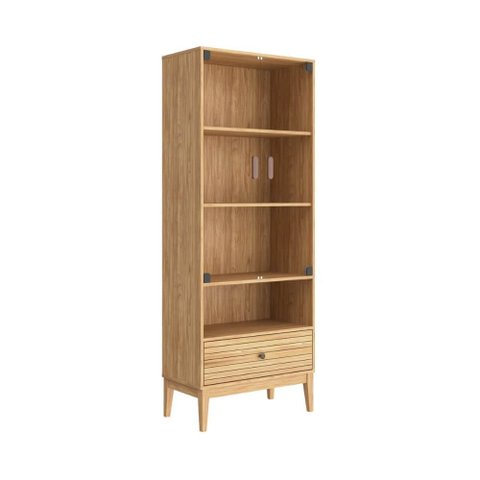 Cristaleira com 2 Portas de Vidro e 1 Gaveta Mel Mdp Mb 1057 Movelbento