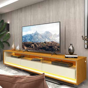 Rack para TV até 85 Polegadas com LED e Rodízios 211,4cm 100% MDF Requinte