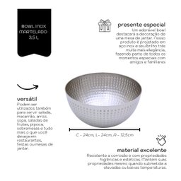 Bowl Inox Martelado 24cm Mimo Style - 2