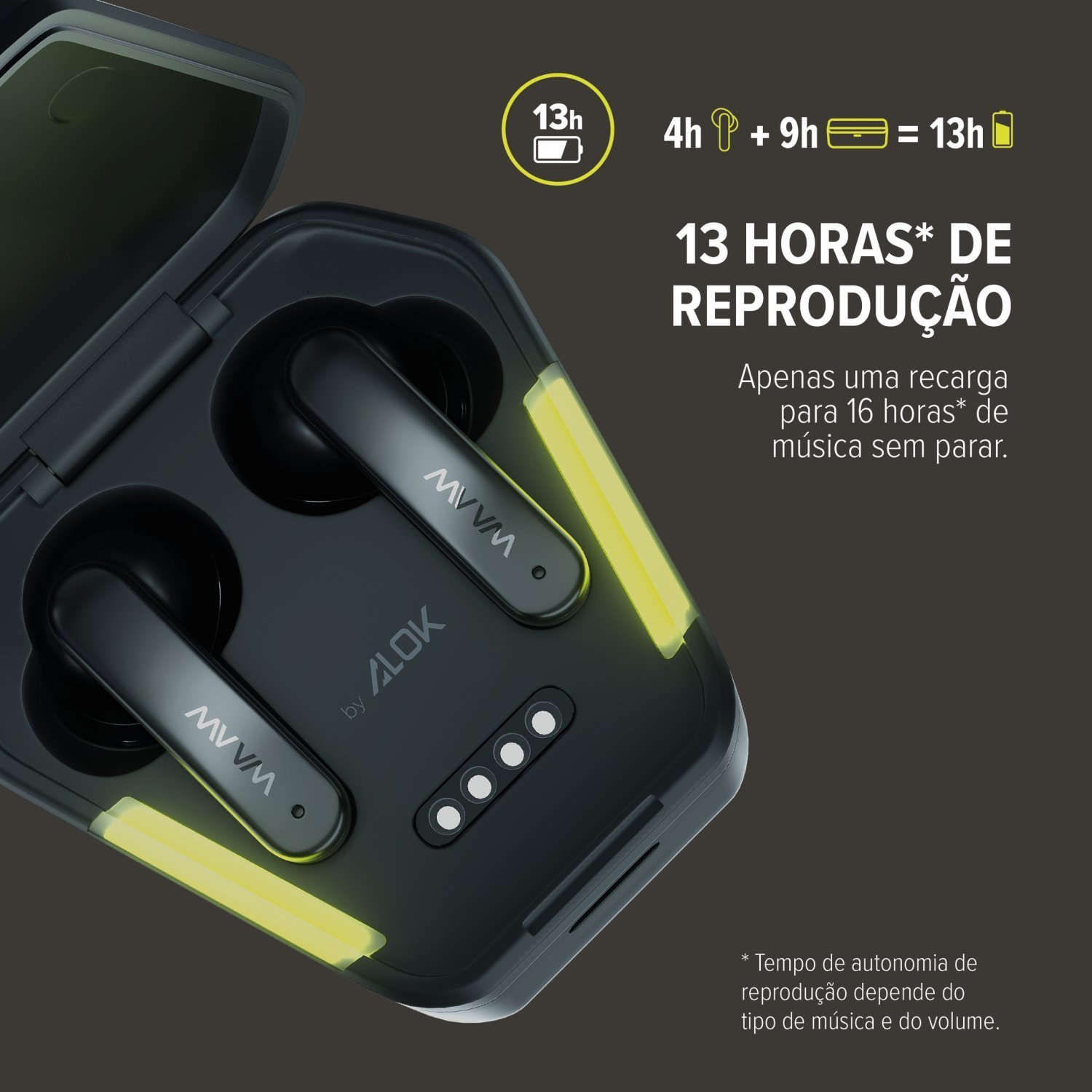 Fone de Ouvido Waaw by Alok Energy 100ebg Bluetooth, TWS Com Modo Gamer e Resistente à Água Ipx4 - 6