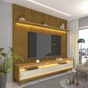 Ver imagem 1 de Rack com Painel Ripado para TV até 90 Polegadas LED 100% MDF Pés em Madeira Maciça Yescasa