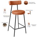 Ver imagem 4 de Kit 05 Banquetas Baixa para Cozinha Sala de Jantar Bancada Milão L02 Couríssimo Camel - lyam decor L