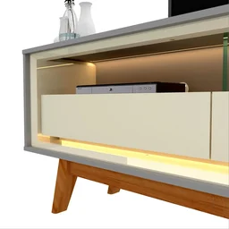 Rack com Painel Ripado para TV até 90 Polegadas com LED 100% MDF 224CMX250,5cm Pés em Madeira Maciça Impressão Ripada Requinte Cinza - 10 Rack com Painel Ripado para TV até 90 Polegadas com LED 100% MDF 224CMX250,5cm Pés em Madeira Maciça Impressão Ripada Requinte Cinza - 10