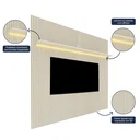 Ver imagem 6 de Rack Painel Ripado para TV até 90 Polegadas com LED 100% MDF 224cmx250,5cm Pés em Madeira Maciça Impressão Ripada Requinte Cinza/Off White