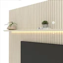 Ver mais imagens de Rack com Painel Ripado para TV até 90 Polegadas com LED 100% MDF 224cmx250,5cm Pés em Madeira Maciça Impressão Ripada Requinte