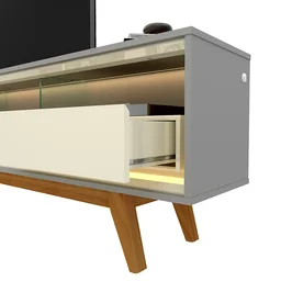 Rack com Painel Ripado para TV até 90 Polegadas com LED 100% MDF 224CMX250,5cm Pés em Madeira Maciça Impressão Ripada Requinte Cinza - 9 Rack com Painel Ripado para TV até 90 Polegadas com LED 100% MDF 224CMX250,5cm Pés em Madeira Maciça Impressão Ripada Requinte Cinza - 9