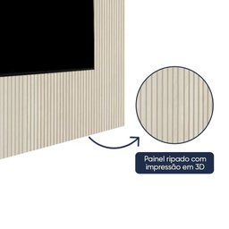 Rack com Painel Ripado para TV até 90 Polegadas com LED 100% MDF 224CMX250,5cm Pés em Madeira Maciça Impressão Ripada Requinte Cinza - 4 Rack com Painel Ripado para TV até 90 Polegadas com LED 100% MDF 224CMX250,5cm Pés em Madeira Maciça Impressão Ripada Requinte Cinza - 4
