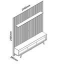 Ver imagem 6 de Rack com Painel Ripado Impresso TV até 90 Polegadas LED 100% MDF 224x250cm Pés em Madeira Maciça
