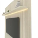 Ver mais imagens de Rack com Painel Ripado Impresso TV até 90 Polegadas LED 100% MDF 224x250cm Pés em Madeira Maciça