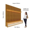 Ver imagem 6 de Rack com Painel Ripado Impresso TV até 90 Polegadas LED 100% MDF 224x250cm Pés em Madeira Maciça