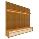 Ver imagem 3 de Rack com Painel Ripado Impresso TV até 90 Polegadas LED 100% MDF 224x250cm Pés em Madeira Maciça