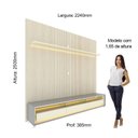 Ver imagem 5 de Rack com Painel Ripado para TV até 90 Polegadas com LED 100% MDF 224cmx250,5cm Impressão Ripada com Rodízios Requinte