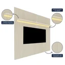 Ver imagem 7 de Rack com Painel Ripado Impresso TV até 90 Polegadas LED 100% MDF 224x250cm Pés em Madeira Maciça