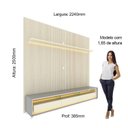 Ver imagem 6 de Rack com Painel Ripado Impresso TV até 90 Polegadas LED 100% MDF 224x250cm Pés em Madeira Maciça