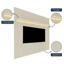 Ver imagem 7 de Rack com Painel Ripado Impresso TV até 90 Polegadas LED 100% MDF 224x250cm Pés em Madeira Maciça