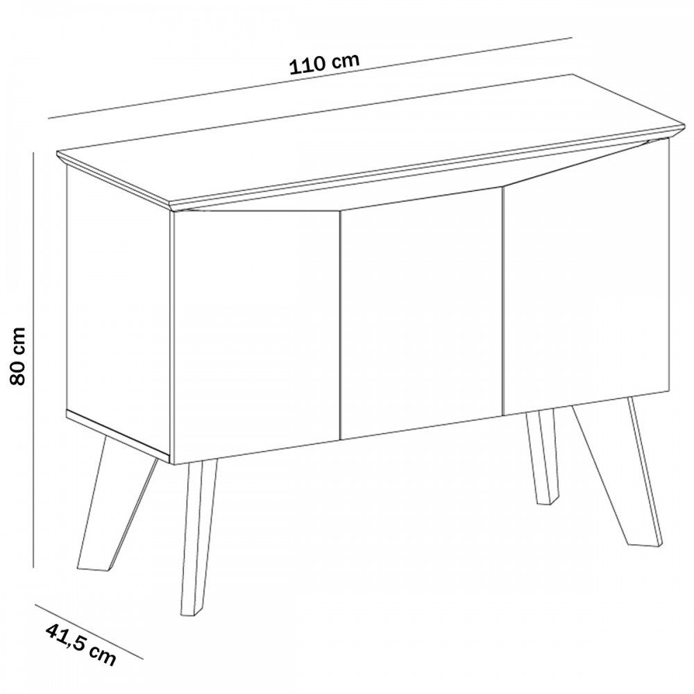 Balcão Buffet 3 Portas Oásis Pinho/Off White - Artely - 4