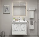 Ver imagem 1 de Gabinete Armário para Banheiro 50cm Mdf com Cuba - Bergamo Branco
