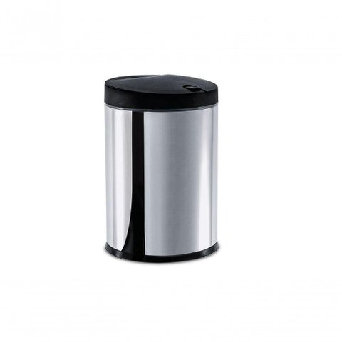 Lixeira Press Inox com Tampa - Linha Pia Ø 17 X 25 Cm Preto Brinox