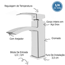 Ver imagem 7 de Torneira Quente Frio Banheiro para Cuba, Pia, Lavabo Fc-77