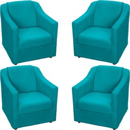 Kit 4 Poltronas Decorativas para Sala de Espera Recepção Escritório Consultório Suede - 1
