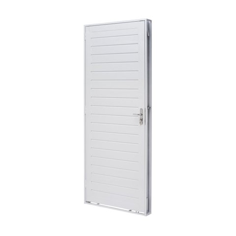 Porta de Aço Lambri 215x83cm Batente 12cm Qualitysol Ramassol Abertura Esquerda Branco
