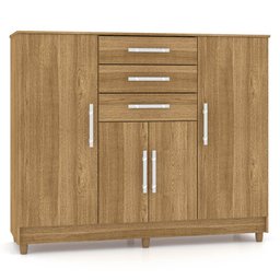 Cômoda Sapateira para Quarto 4 Portas 3 Gavetas 152cm Agrado V02 Nature - Mpozenato - 1