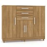 Cômoda Sapateira para Quarto 4 Portas 3 Gavetas 152cm Agrado V02 Nature - Mpozenato - 1
