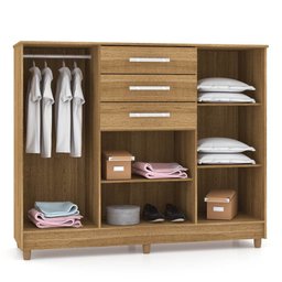 Cômoda Sapateira para Quarto 4 Portas 3 Gavetas 152cm Agrado V02 Nature - Mpozenato - 3