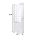 Ver imagem 4 de Porta de Aço com Postigo 215x83cm com Grade Quadriculada e Vidro Liso Qualitysol Ramassol Branco/Poliéster