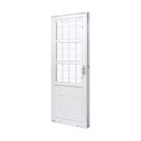 Ver imagem 1 de Porta de Aço com Postigo 215x83cm com Grade Quadriculada e Vidro Liso Qualitysol Ramassol Branco/Poliéster