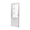 Ver imagem 3 de Porta de Aço com Postigo 215x83cm com Grade Quadriculada e Vidro Liso Qualitysol Ramassol Branco/Poliéster