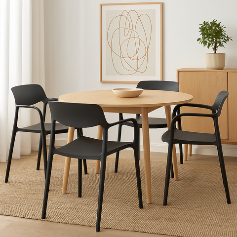 Kit 4 Cadeiras de Jantar em Polipropileno Bossa Nova Preto Empilhavel