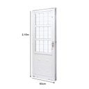 Ver imagem 4 de Porta de Aço com Postigo 215x83cm com Grade Quadriculada e Vidro Liso QualitySolRamassol