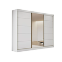 Ver imagem 2 de Guarda Roupa Casal com Espelho 3 Portas de Correr Branco em MDF Tokio Bianchi