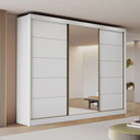 Ver imagem 1 de Guarda Roupa Casal com Espelho 3 Portas de Correr Branco em MDF Tokio Bianchi