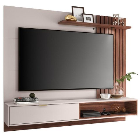 Painel Para Tv Até 65" 180cm Palmas C05 Off White/nogueira