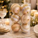 Ver imagem 3 de Bolas Natalinas Bolas de Natal Decoração Árvore Natal Plástico Dourado Kit 18 8cm