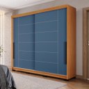 Ver imagem 1 de Roupeiro Solteiro Lisboa 2 Portas de Correr 177x213cm Freijó/Azul 240844