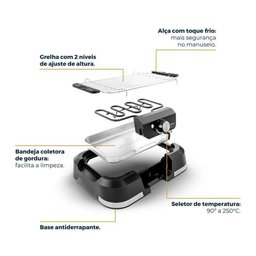 Churrasqueira Elétrica Britânia 1500w Menos Fumaça Bcq10a 220v - 6