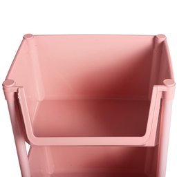 Carrinho Multiuso Organizador 3 Prateleiras em Plástico com Rodízio - Rosa - 5