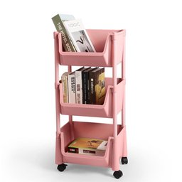 Carrinho Multiuso Organizador 3 Prateleiras em Plástico com Rodízio - Rosa - 2