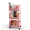 Carrinho Multiuso Organizador 3 Prateleiras em Plástico com Rodízio - Rosa - 2