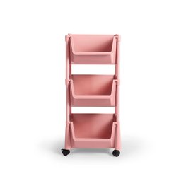 Carrinho Multiuso Organizador 3 Prateleiras em Plástico com Rodízio - Rosa - 3